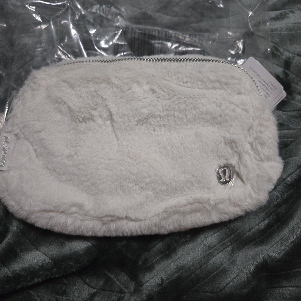 Lululemon White Plush Furry Belt Bag NWT